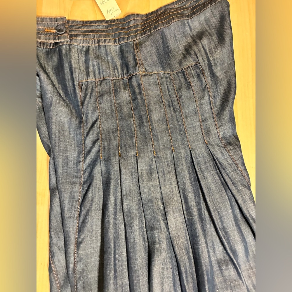NWT Alberto Makali Wide-Leg Pleated Chambray Denim Culottes / Pants - Picture 13 of 16